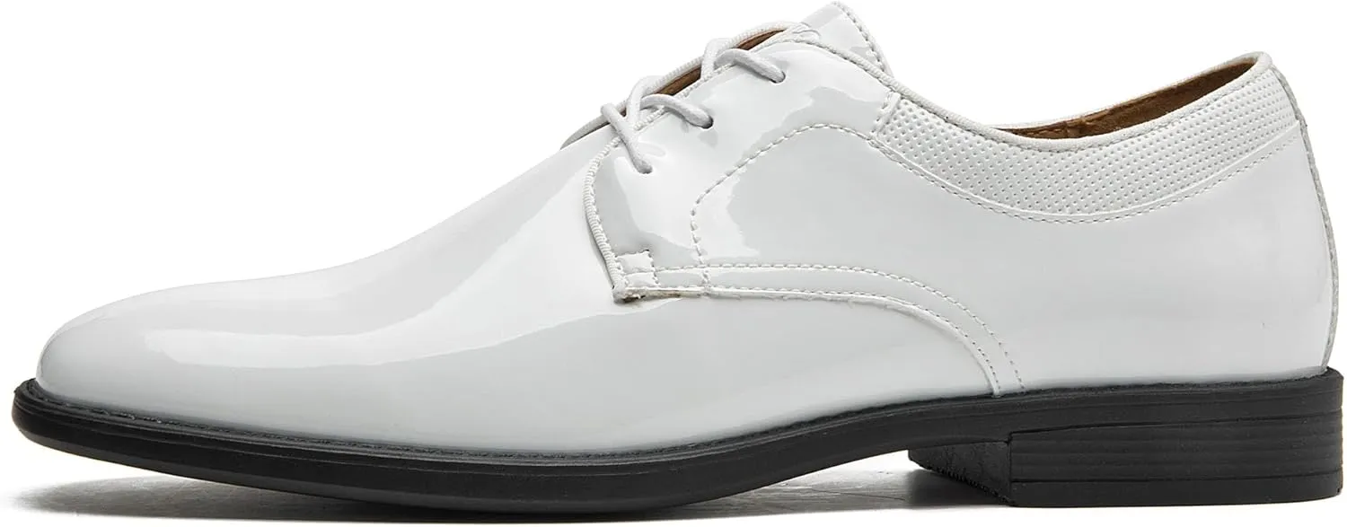 Men's Tuxedo Dress Shoes - Classic Oxfords in Black & White - Formal Suit Shoes with Lace-Up Closure