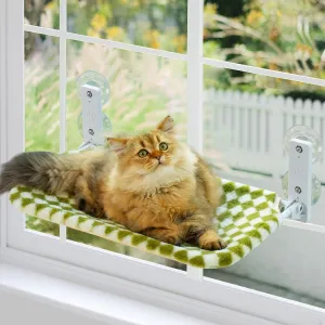MEWOOFUN Cat Hammock - Steel Frame & Suction Cup Mount, Indoor Window Seat (Green, Medium)