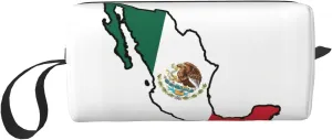Mexico Flag Map print Travel Toiletry Case Pouch Makeup Bag Travel Cosmetic Bags,Cosmetic Makeup Bags with Zipper