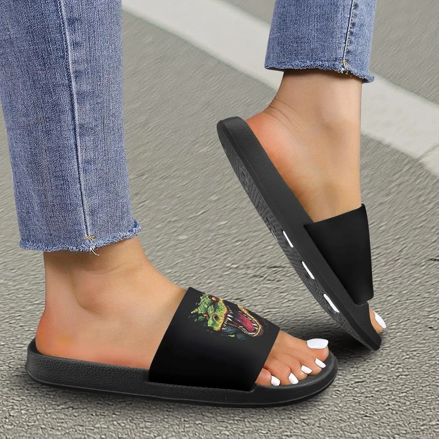 Micoklinlin Slide Sandals for Women Men Cute Rubber Slip-On Flip Flops Fashion Shower Yoga Pool Beach Waterproof Slippers