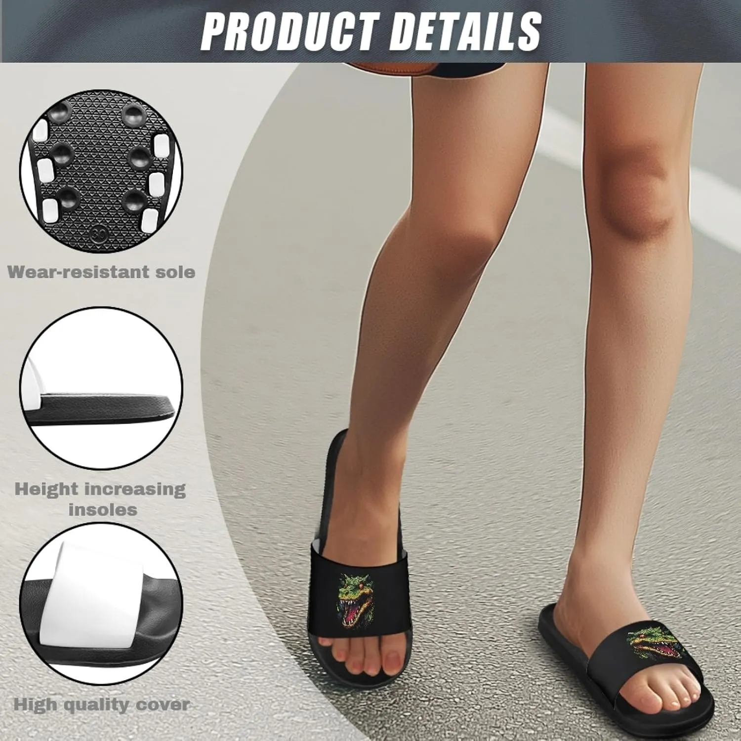 Micoklinlin Slide Sandals for Women Men Cute Rubber Slip-On Flip Flops Fashion Shower Yoga Pool Beach Waterproof Slippers