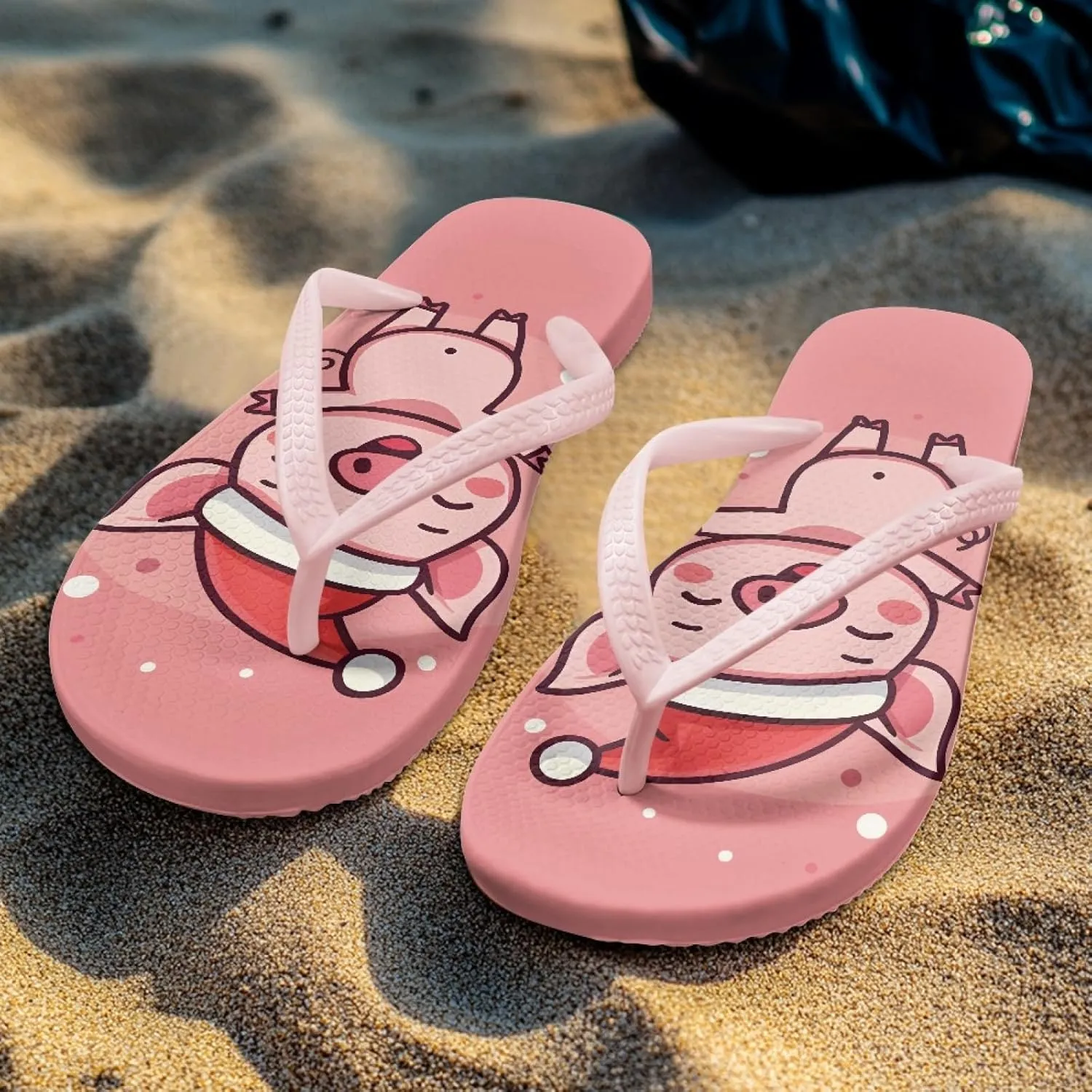 Micoklinlin Womens Flip Flops with Artistic Prints EVA Soft Shower Flat Sandals Summer Bathroom Beach Pool Rubber Slippers