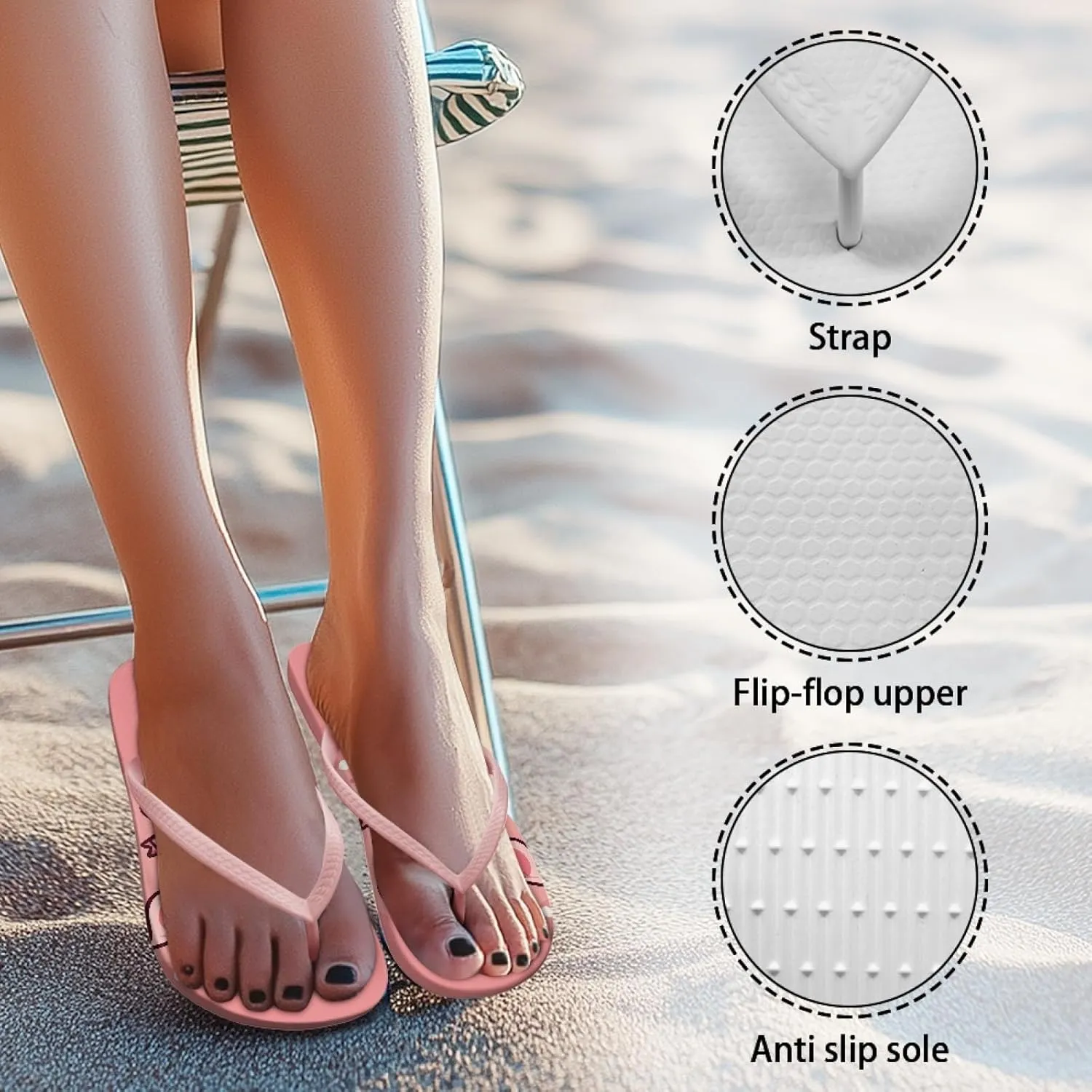Micoklinlin Womens Flip Flops with Artistic Prints EVA Soft Shower Flat Sandals Summer Bathroom Beach Pool Rubber Slippers