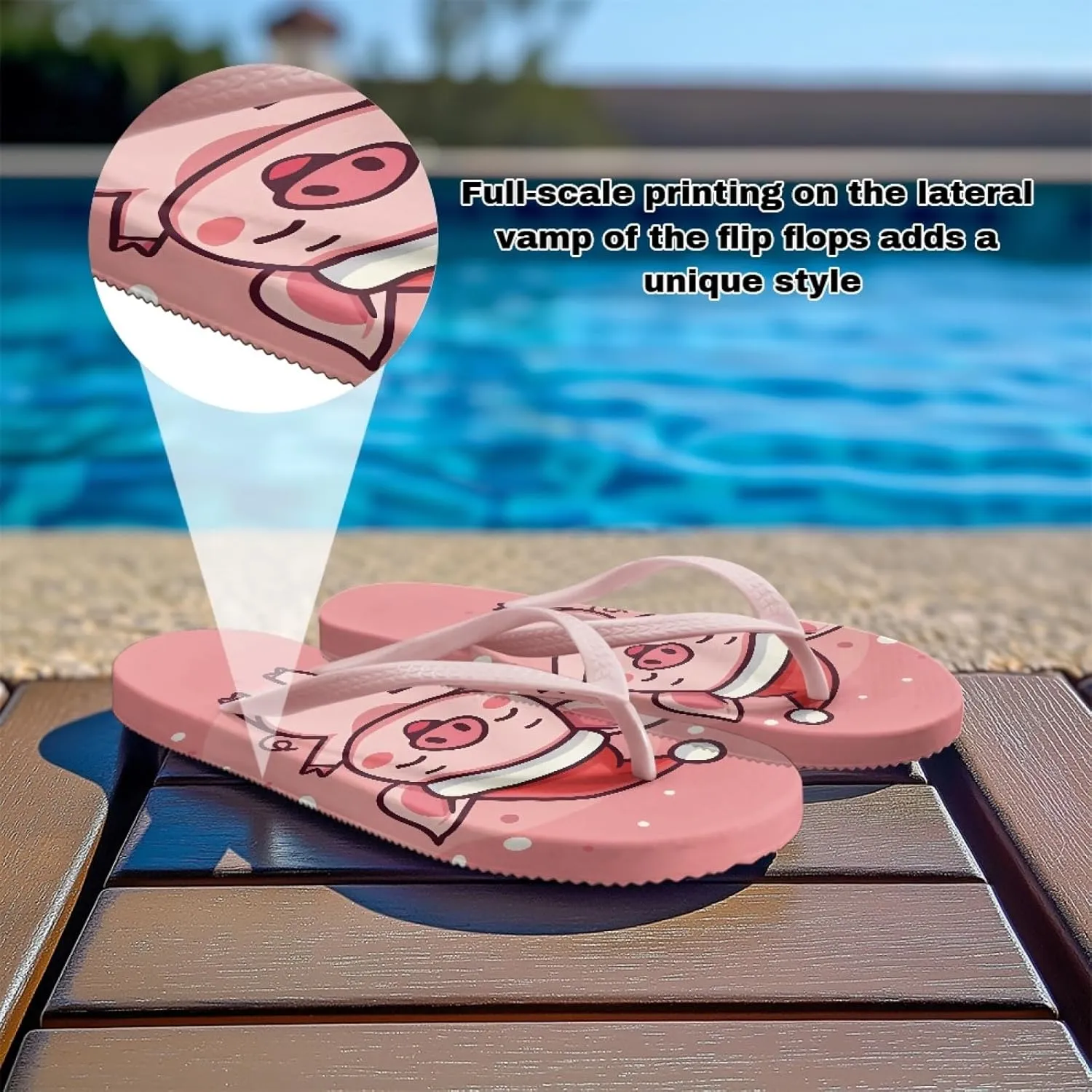 Micoklinlin Womens Flip Flops with Artistic Prints EVA Soft Shower Flat Sandals Summer Bathroom Beach Pool Rubber Slippers