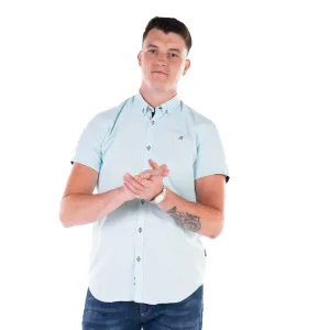 Mineral ANDAR Oxford Cotton Mix Short Sleeve Shirt-CYAN BLUE