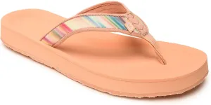 Minnetonka Hedy Sandal - Women’s Beach Flip Flops Handcrafted with Soft Denim or Woven Fabric Accents, and Contoured Footbed