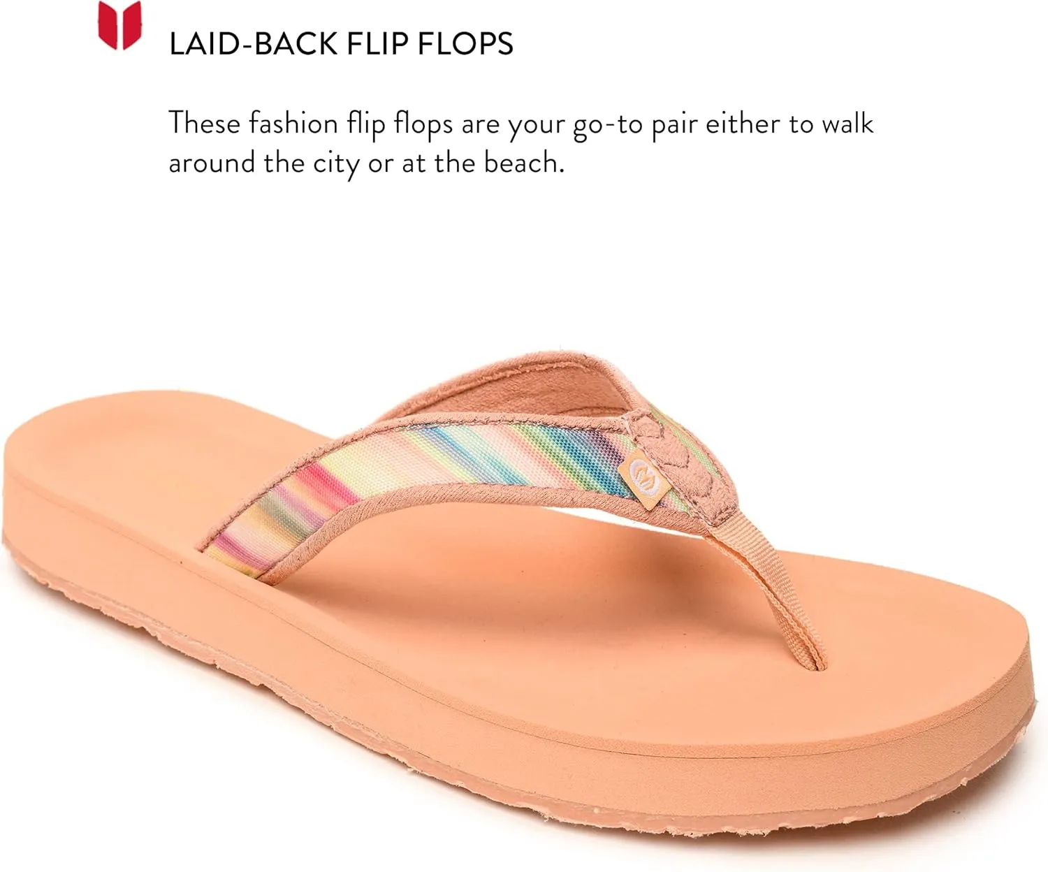 Minnetonka Hedy Sandal - Women’s Beach Flip Flops Handcrafted with Soft Denim or Woven Fabric Accents, and Contoured Footbed