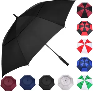 MRTLLOA 54/62/68/72 Inch Automatic Open Golf Umbrella, Extra Large Oversize Double Canopy Vented Windproof Waterproof Stick Umbrellas for Rain