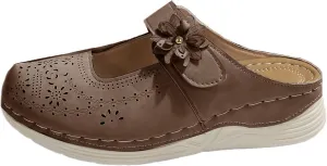 Mules for Women Comfort Closed Toe Sandals Casual Slip On Wedge Sandals Adjustable Hook Loop Low Heel Orthopedic Sandal Round Head Soft Bottom Footwear Breathable Shoes