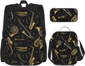 Musical Instruments Print Travel Bag Adjustable Shoulder Straps Lunch Bag Pencil Case Large Capacity Bag
