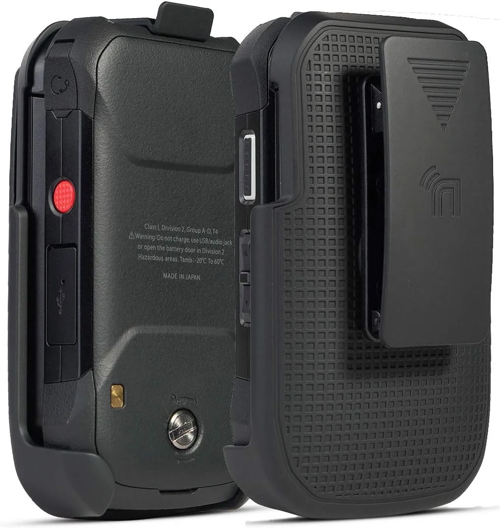 Nakedcellphone Holster for Kyocera DuraXV Extreme, DuraXE Epic, DuraXA Equip, [Rotating/Ratchet] Belt Clip Flip Phone Holder Case for Verizon E4810 E4811, AT&T FirstNet E4830, US Cellular E4831, Black