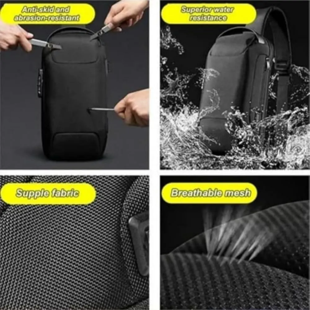 New Carbon Fiber Streamline Anti-Theft Sling Bag, Sling Bag USB Charging Portable SlingBackpack, for Travel Gym Sports (Blue)