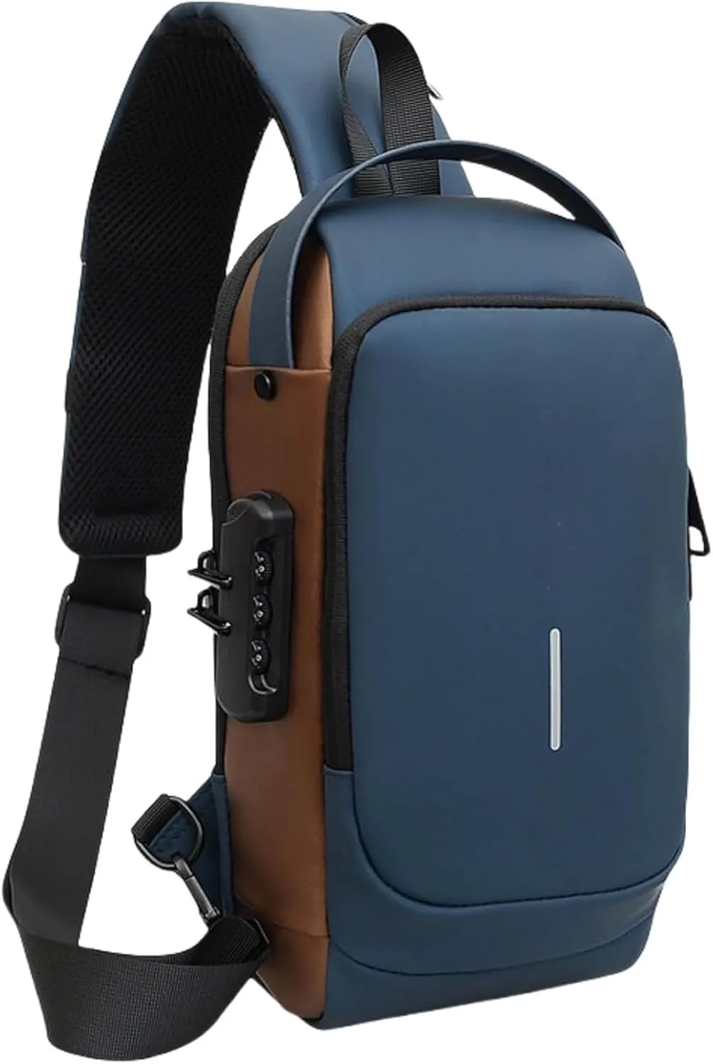 New Carbon Fiber Streamline Anti-Theft Sling Bag, Sling Bag USB Charging Portable SlingBackpack, for Travel Gym Sports (Blue)
