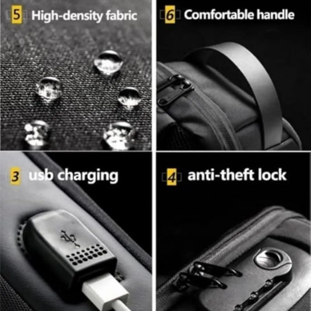 New Carbon Fiber Streamline Anti-Theft Sling Bag, Sling Bag USB Charging Portable SlingBackpack, for Travel Gym Sports (Blue)