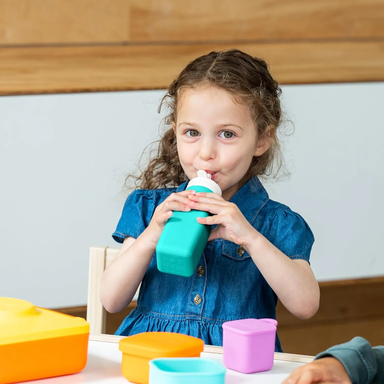 Omie OmieBox Reusable Silicone Water Bottle - 8.7 oz, Straw Top, BPA-Free & Phthalate-Free, Leak-Proof (Teal) (OmieBox Sold Separately)
