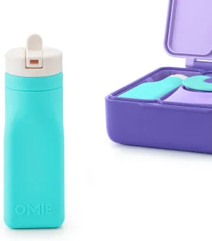 Omie OmieBox Reusable Silicone Water Bottle - 8.7 oz, Straw Top, BPA-Free & Phthalate-Free, Leak-Proof (Teal) (OmieBox Sold Separately)