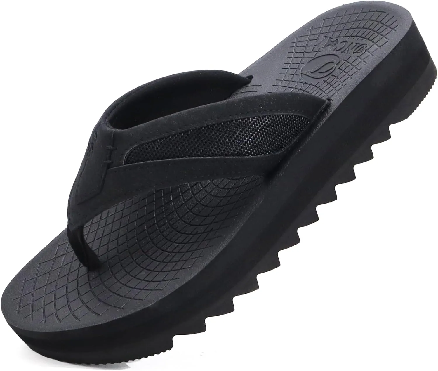 ONCAI Men's Flip Flops with Arch Support Orthotic Cushion Recovery Walking Slide Sandals for Men with Platform Summer Comfortable Soft Rubber Soles（US Size 7-15）