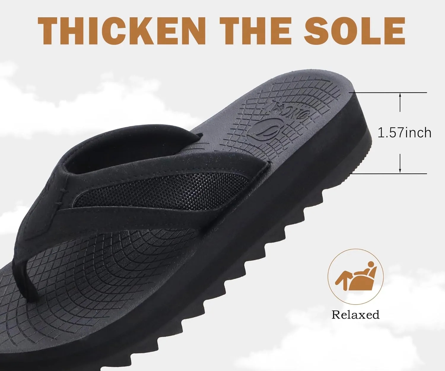 ONCAI Men's Flip Flops with Arch Support Orthotic Cushion Recovery Walking Slide Sandals for Men with Platform Summer Comfortable Soft Rubber Soles（US Size 7-15）