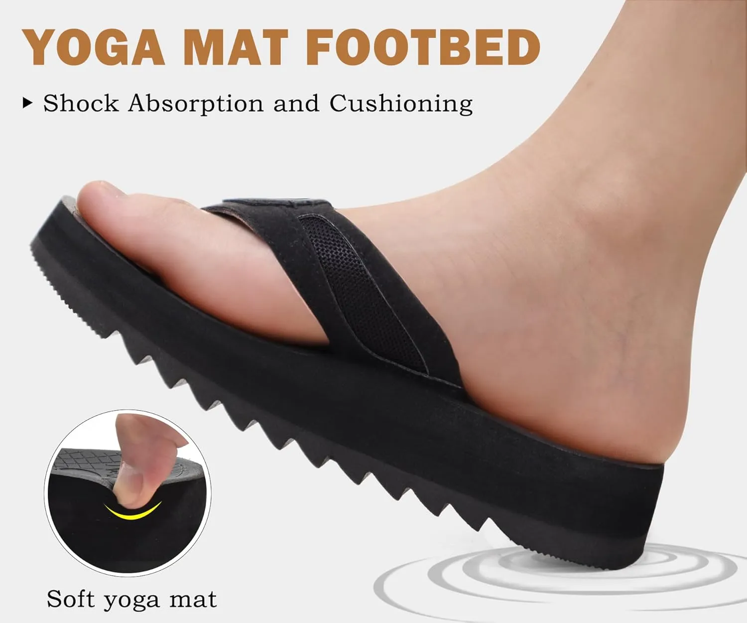 ONCAI Men's Flip Flops with Arch Support Orthotic Cushion Recovery Walking Slide Sandals for Men with Platform Summer Comfortable Soft Rubber Soles（US Size 7-15）