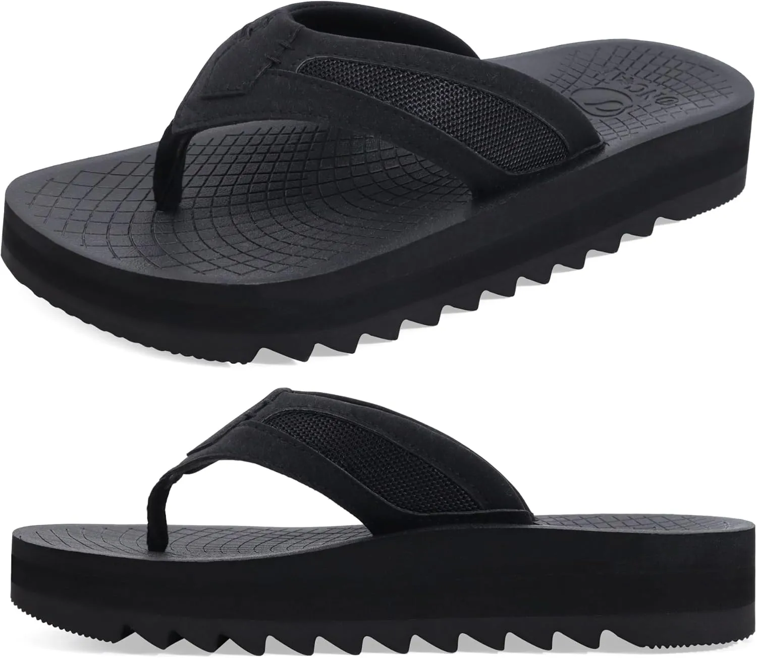 ONCAI Men's Flip Flops with Arch Support Orthotic Cushion Recovery Walking Slide Sandals for Men with Platform Summer Comfortable Soft Rubber Soles（US Size 7-15）