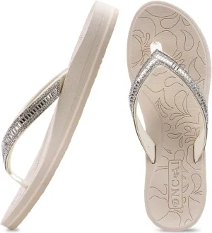 ONCAI Women's Flip Flops with Rhinestone, Arch Support Yoga Mat Comfort Walking Summer Beach Thong Sandals with Plantar Fasciitis Rubber Soles US Size 5-11