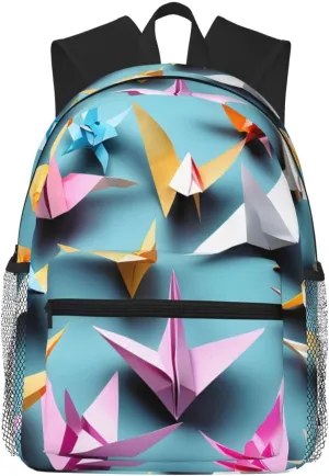 Origami Paper Cranes College Backpack For Women Men,Lightweight Travel Bag Backpack With Pockets for Women Men