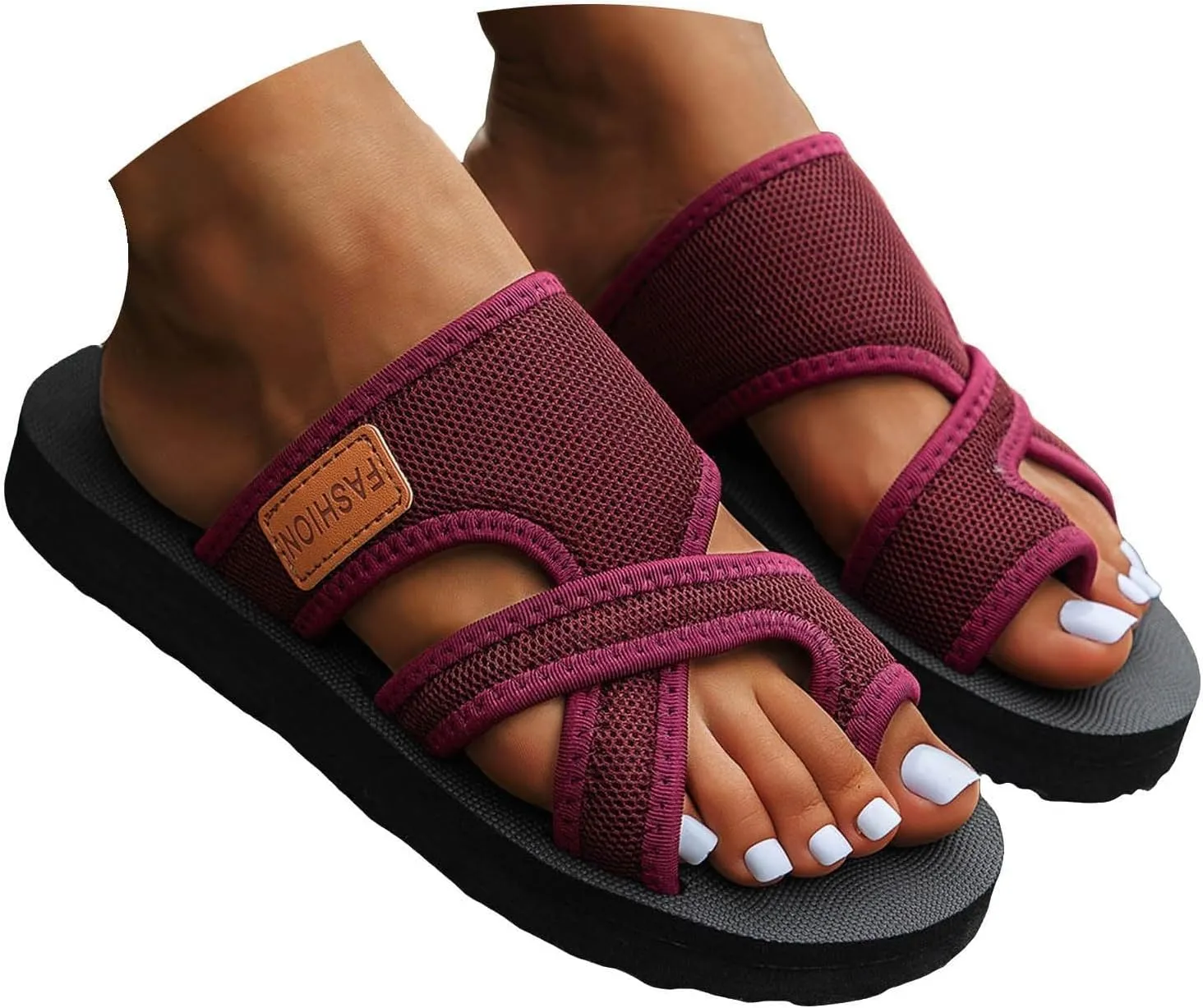 Orthopedic Sandals for Women Arch Support Walking Sandals Mesh Flip Flops Womens Comfortable Breathable Mesh Flipflops Beach Summer Slippers Slip on Shoes Indoor Outdoor