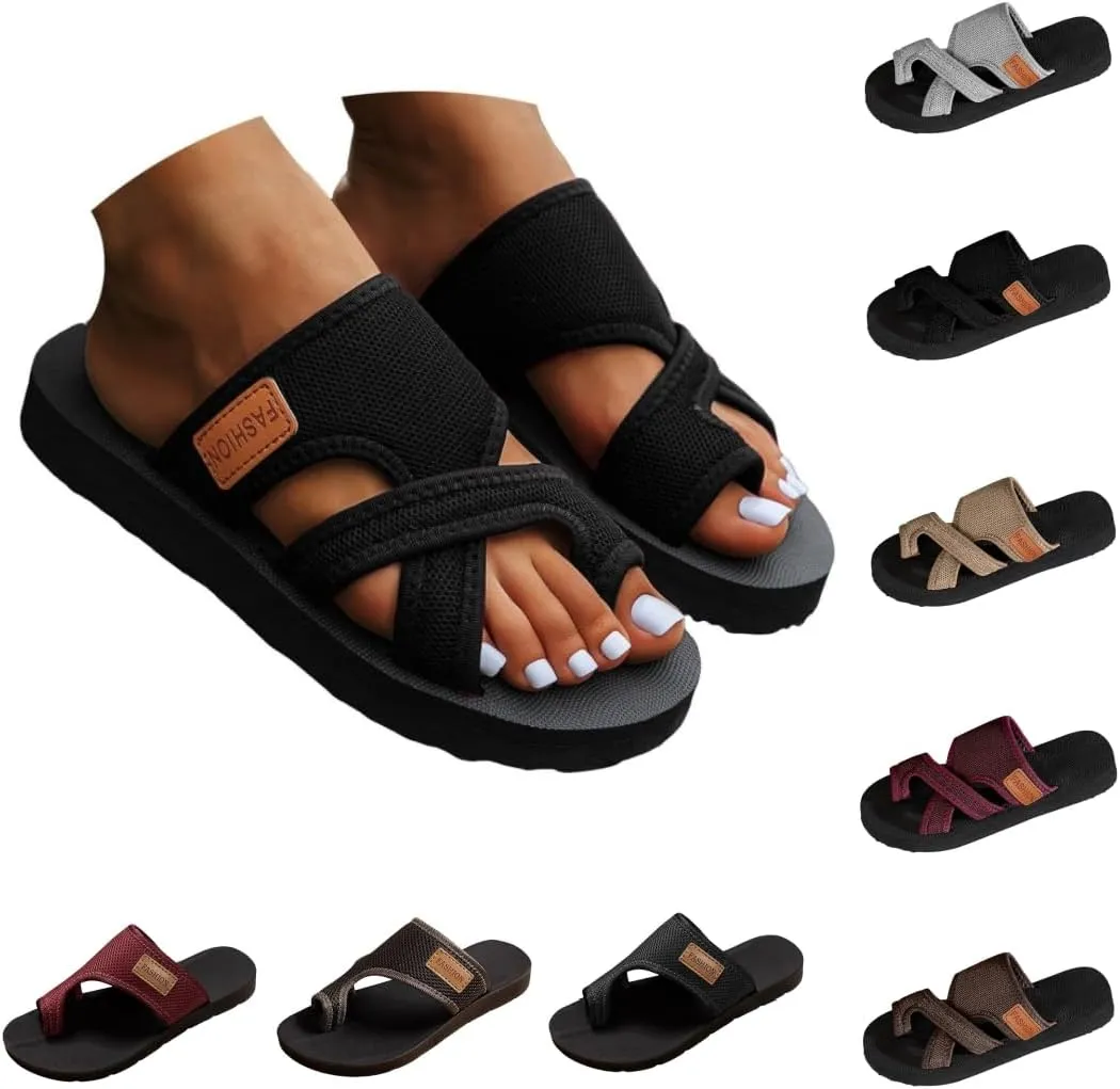 Orthopedic Sandals for Women Arch Support Walking Sandals Mesh Flip Flops Womens Comfortable Breathable Mesh Flipflops Beach Summer Slippers Slip on Shoes Indoor Outdoor