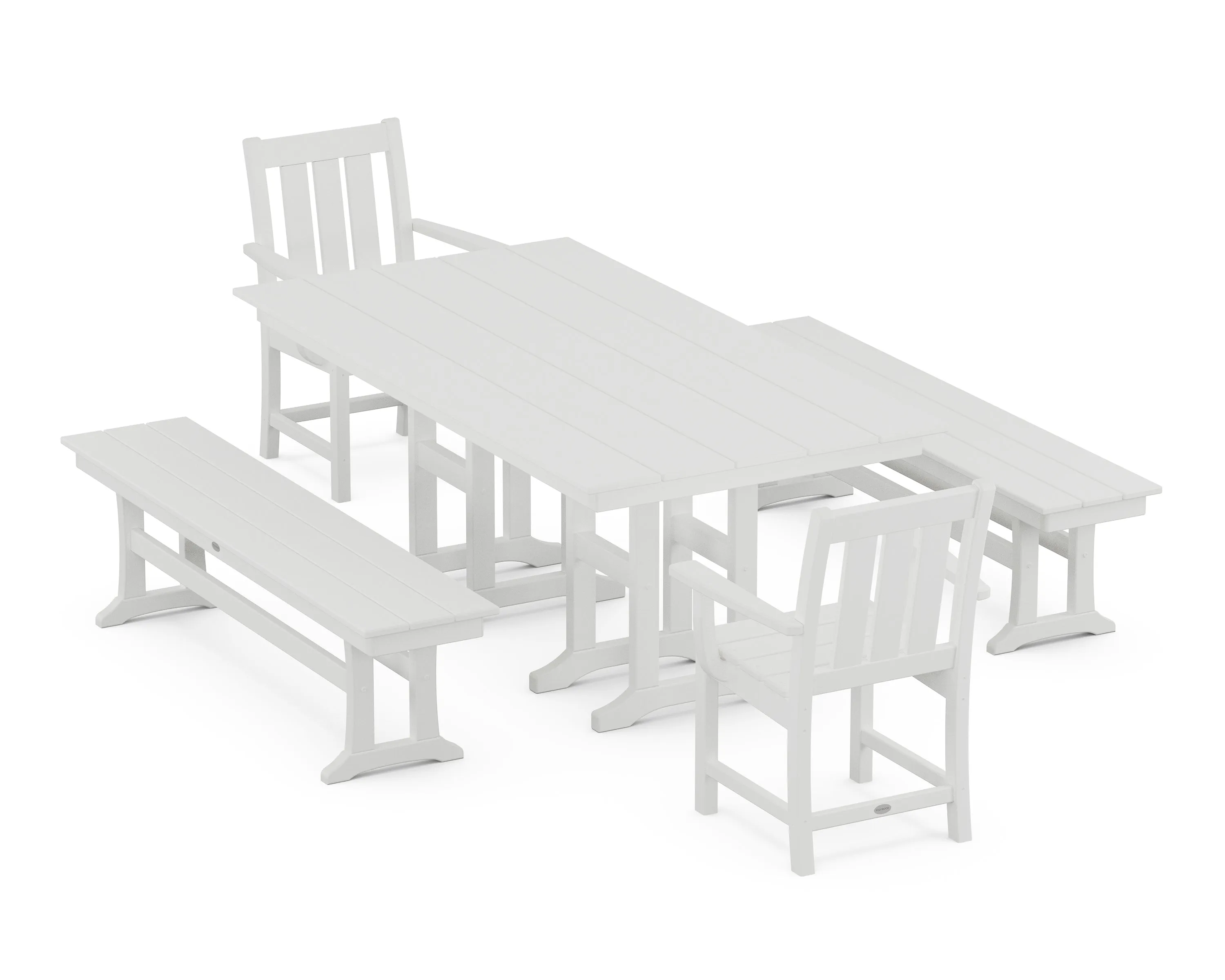Oxford 5-Piece Farmhouse Dining Set with Benches