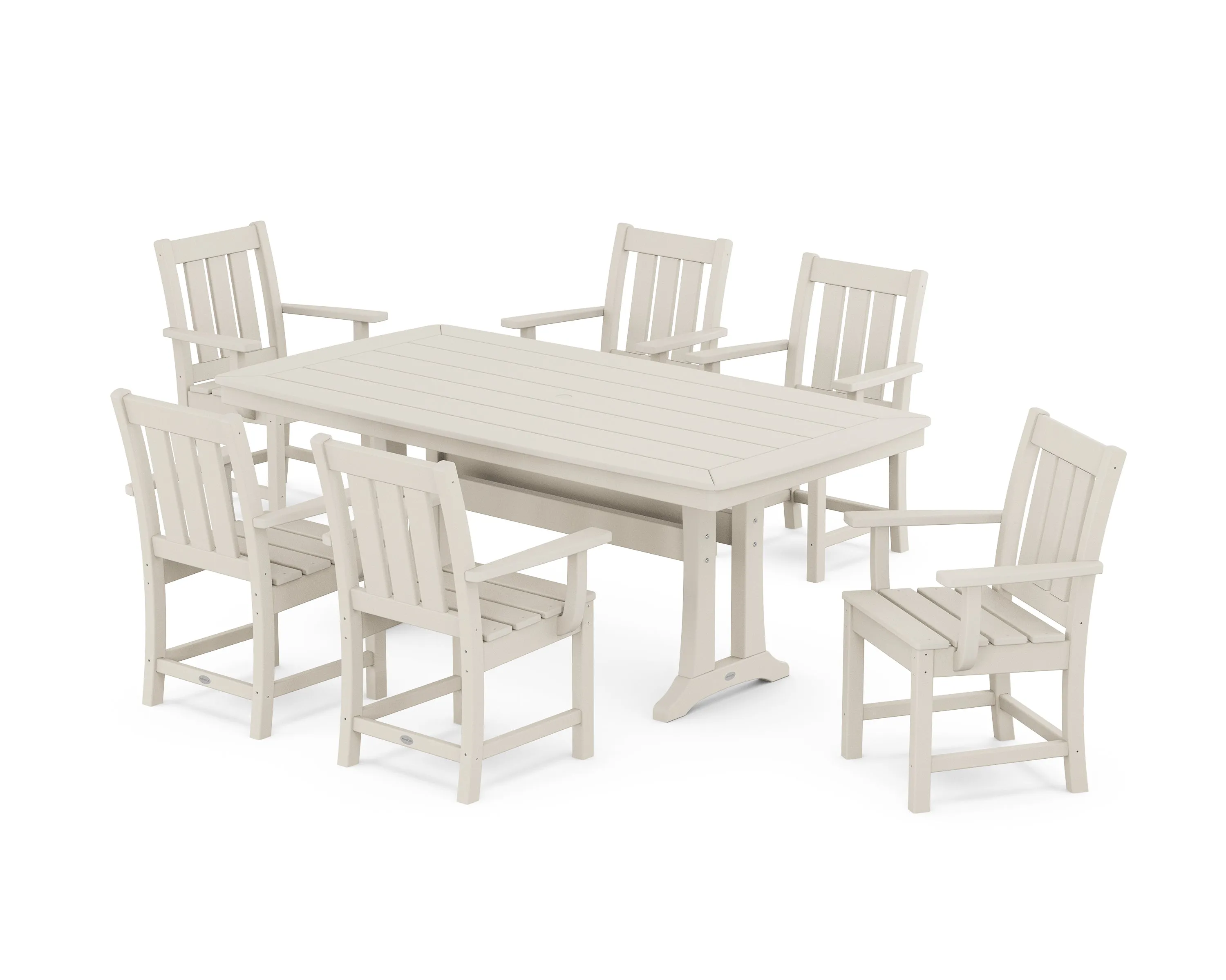 Oxford Arm Chair 7-Piece Dining Set with Trestle Legs