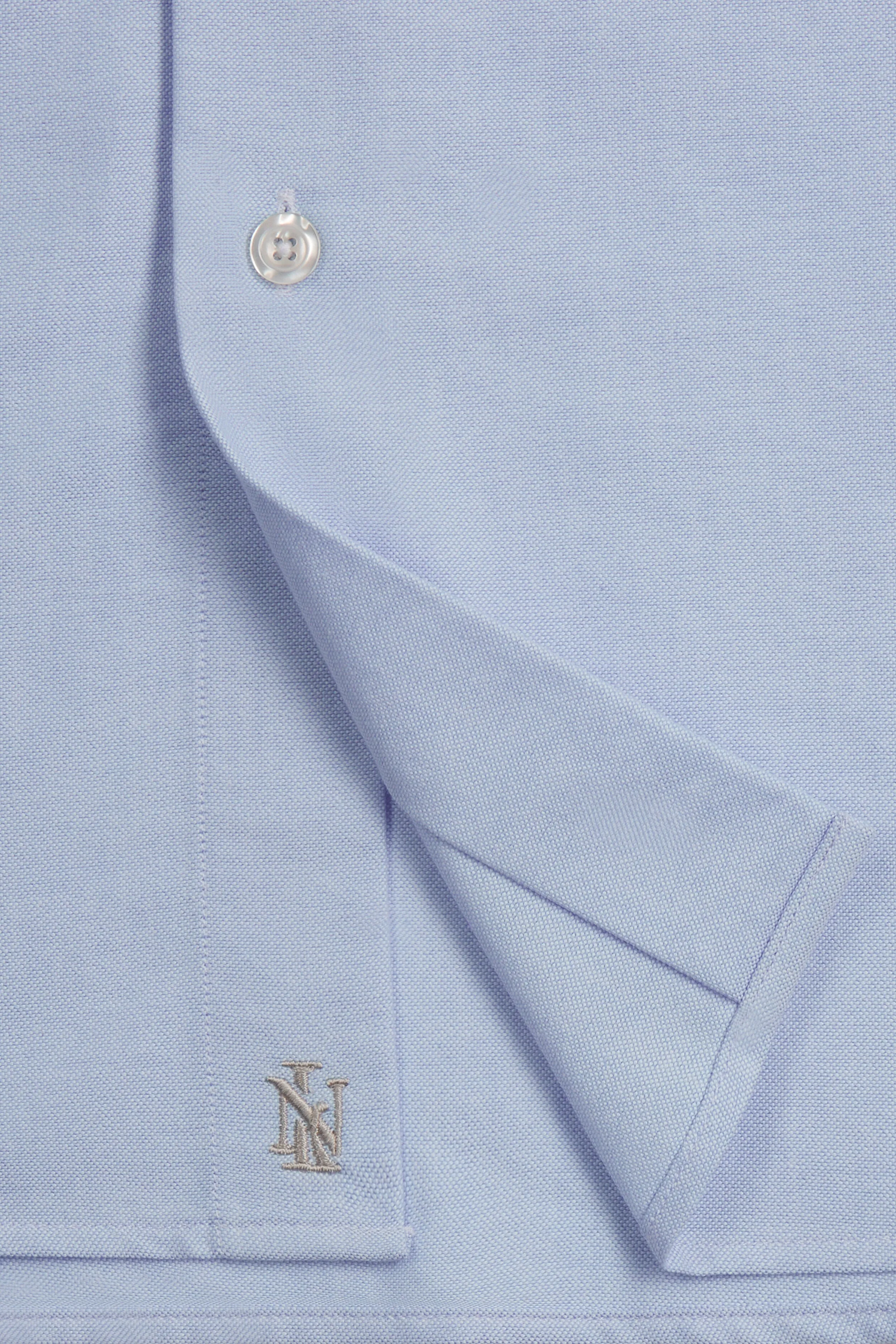 Pale Blue Button Down Collar Tailored Fit Oxford Shirt