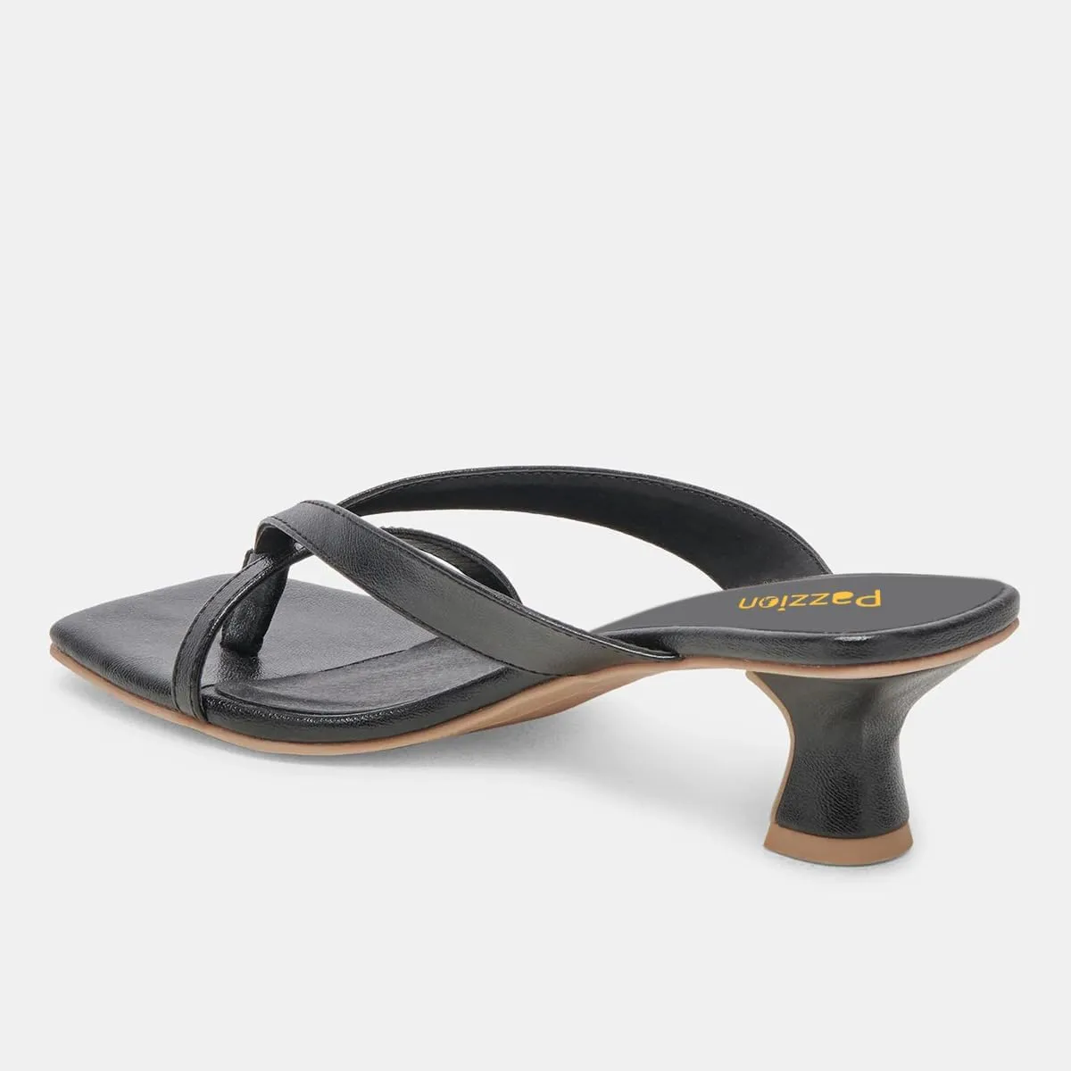 Pazzion Women Open Square Toe Kitten Heel Flip Flop Sandals Slip On Low Heeled Slippers Daily Indoor Shopping Shoes Size 4-16 US
