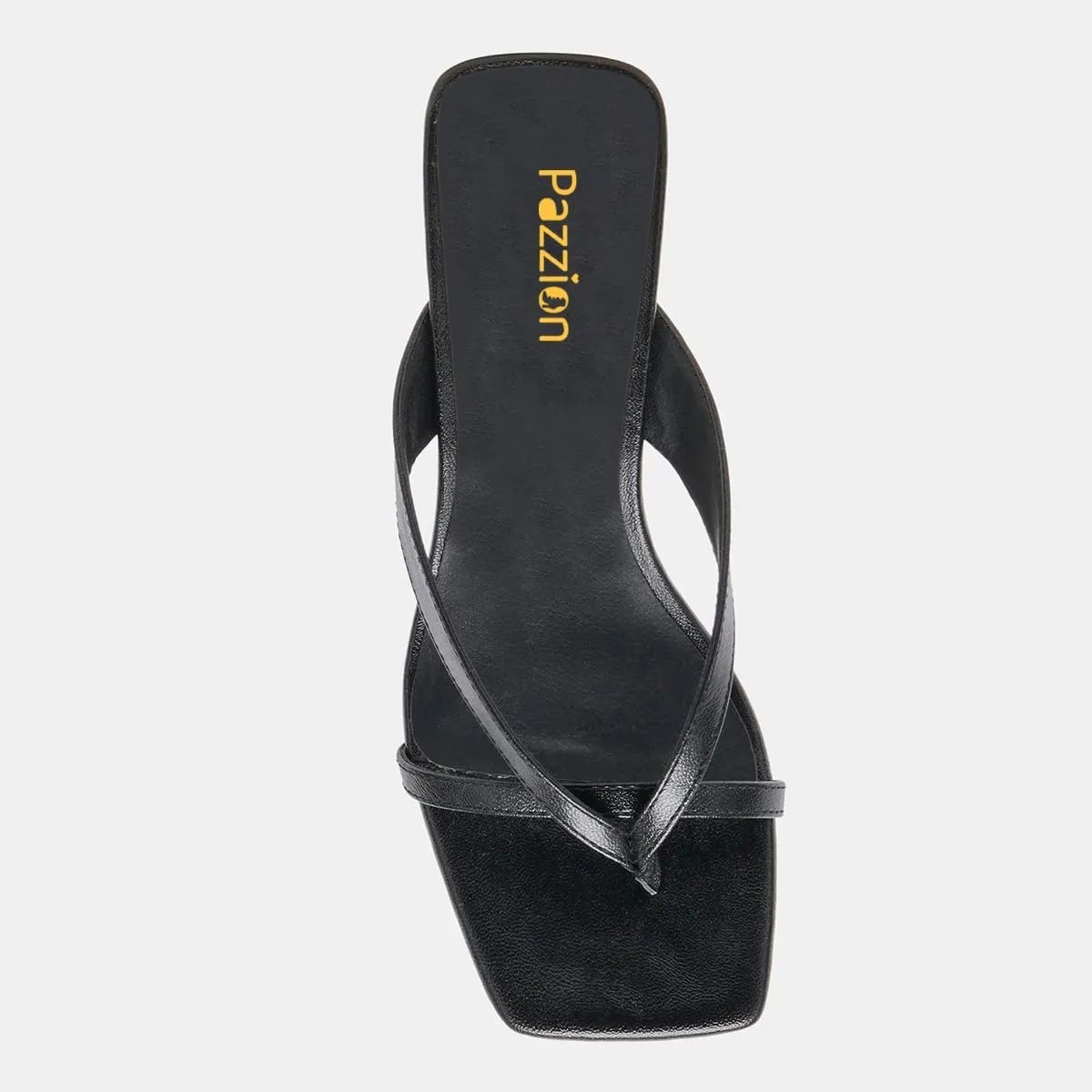 Pazzion Women Open Square Toe Kitten Heel Flip Flop Sandals Slip On Low Heeled Slippers Daily Indoor Shopping Shoes Size 4-16 US