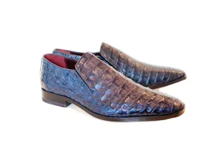 Pelle Line Exclusive Casper Full Crocodile Loafer- Navy
