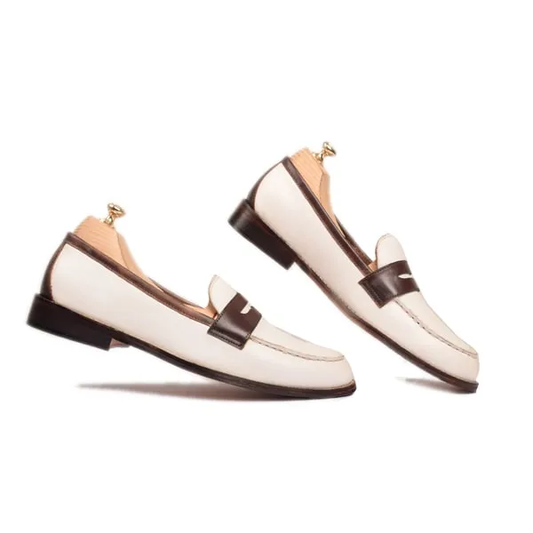 Penny Loafer In White Leather