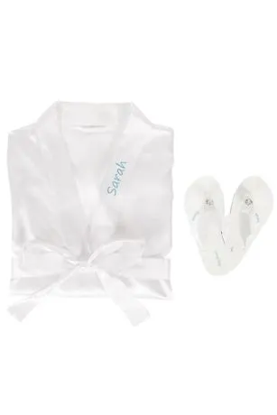 Personalized Satin Robe and Flip Flop Gift Set