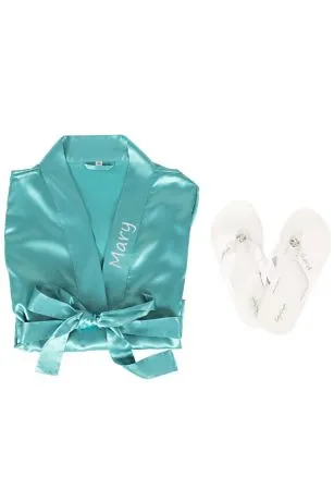 Personalized Satin Robe and Flip Flop Gift Set