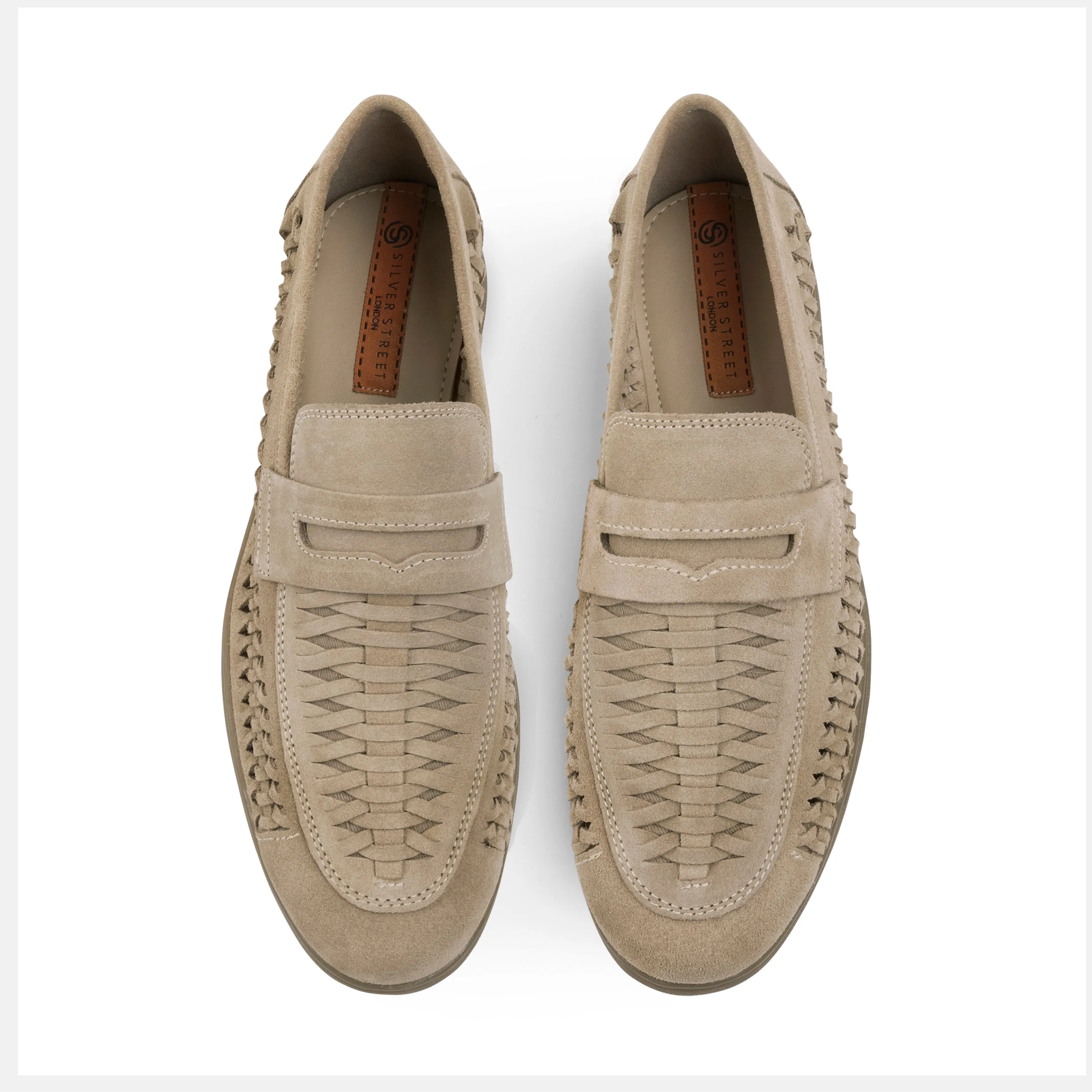 Perth Suede Leather Woven Loaferss - Sand