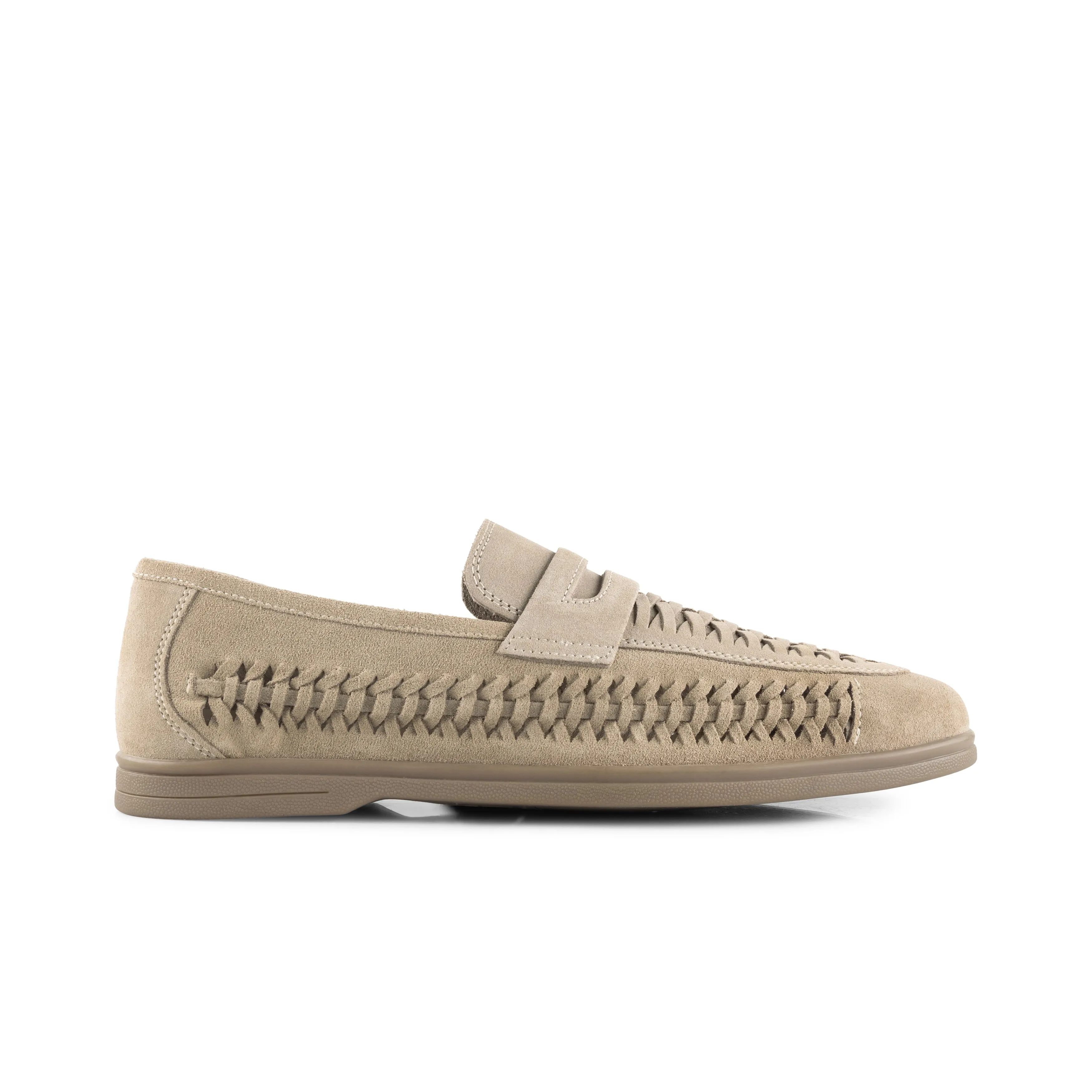 Perth Suede Leather Woven Loaferss - Sand