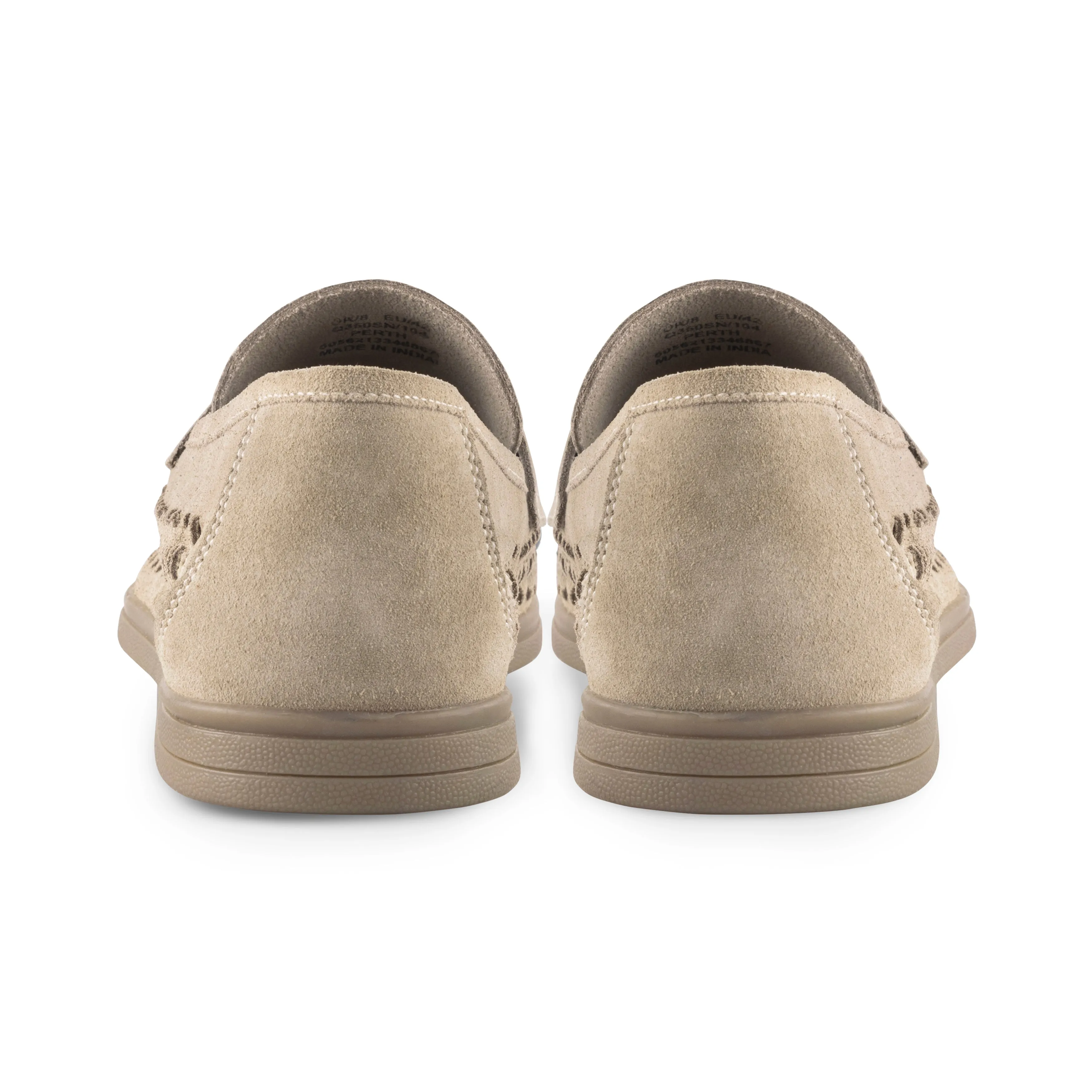 Perth Suede Leather Woven Loaferss - Sand