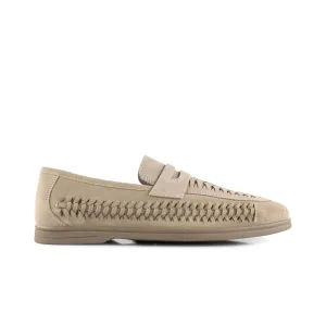 Perth Suede Leather Woven Loaferss - Sand