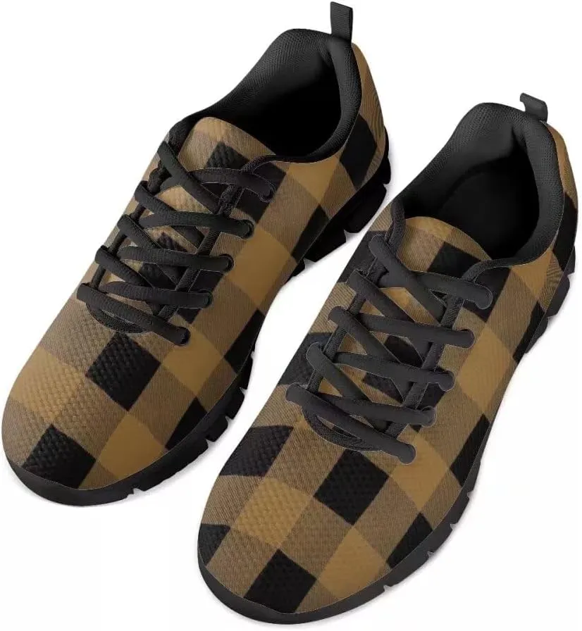 PinUp Angel Women's Buffalo Plaid Walking Shoes Lightweight Comfy Sports Running Work Sneaker