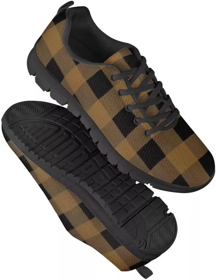 PinUp Angel Women's Buffalo Plaid Walking Shoes Lightweight Comfy Sports Running Work Sneaker