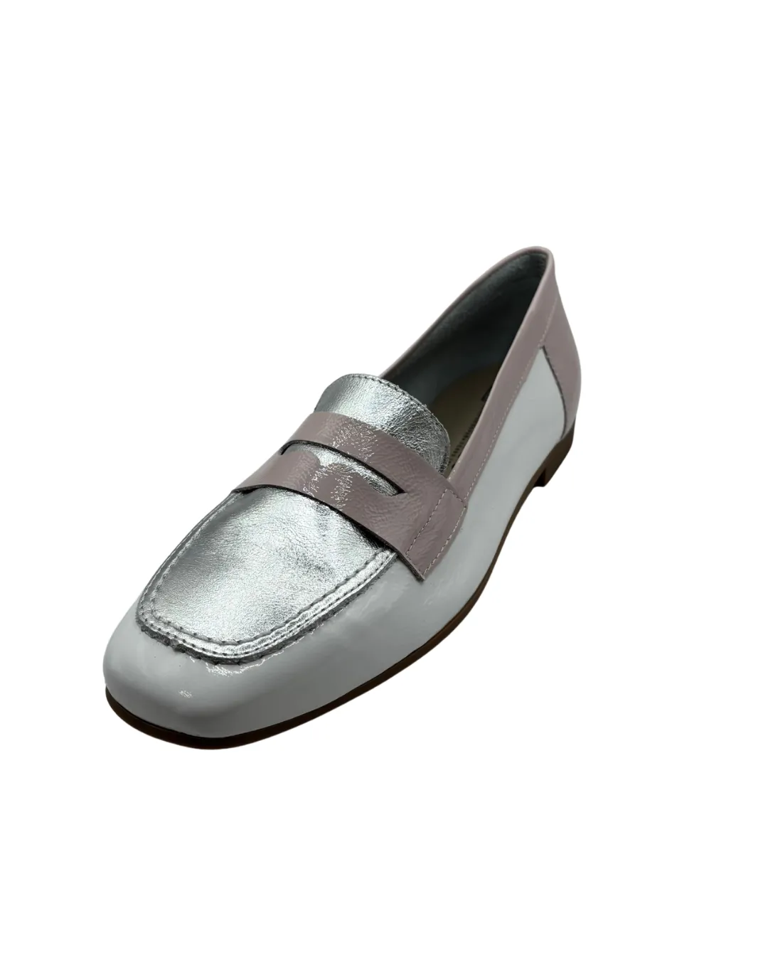Pitillos Pink, White and Silver Loafer