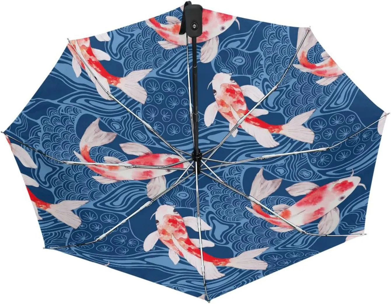 Poeticcity Automatic Folding UPF 50  Anti-UV Rain Umbrella, Auto Open/Close 3 Folds Sun Parasol Canopy Windproof Compact Travel Umbrella