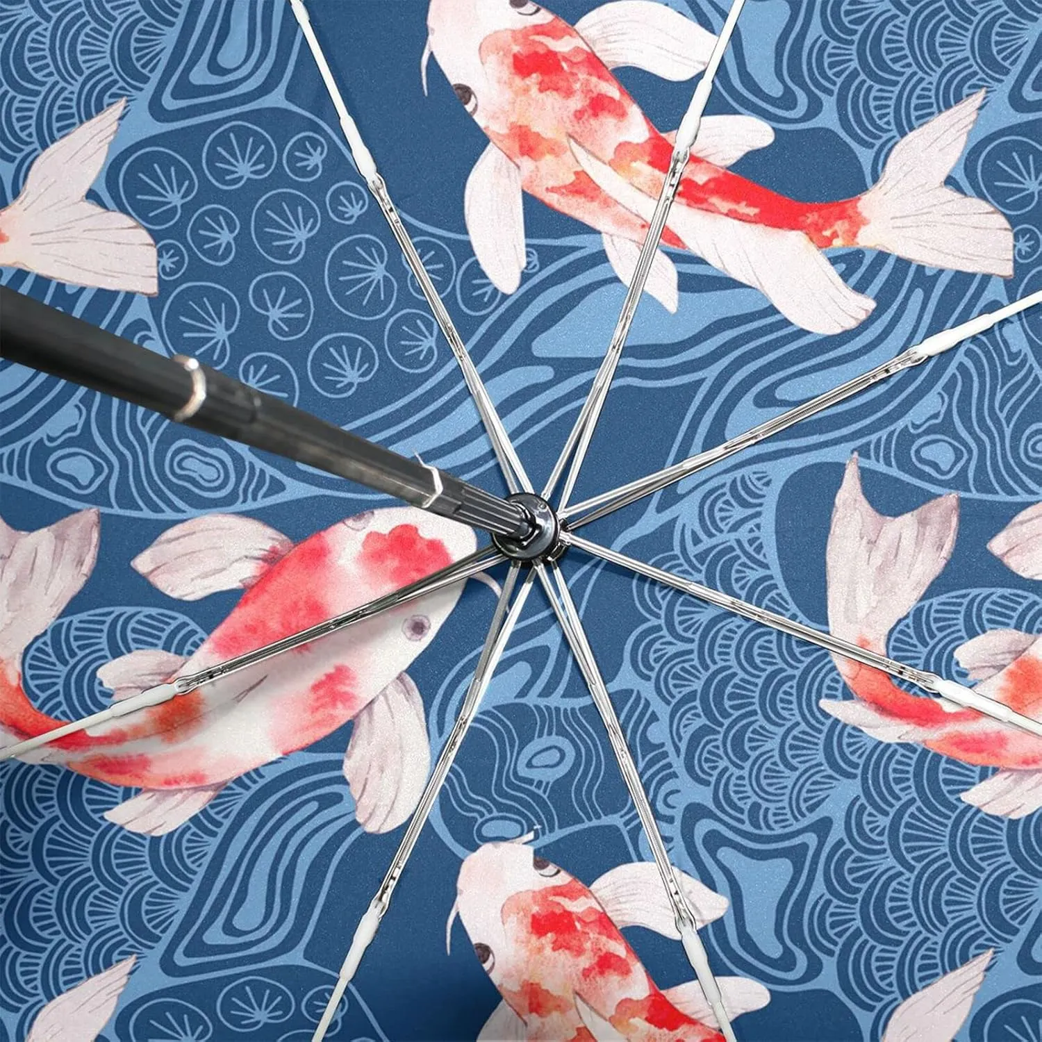 Poeticcity Automatic Folding UPF 50  Anti-UV Rain Umbrella, Auto Open/Close 3 Folds Sun Parasol Canopy Windproof Compact Travel Umbrella