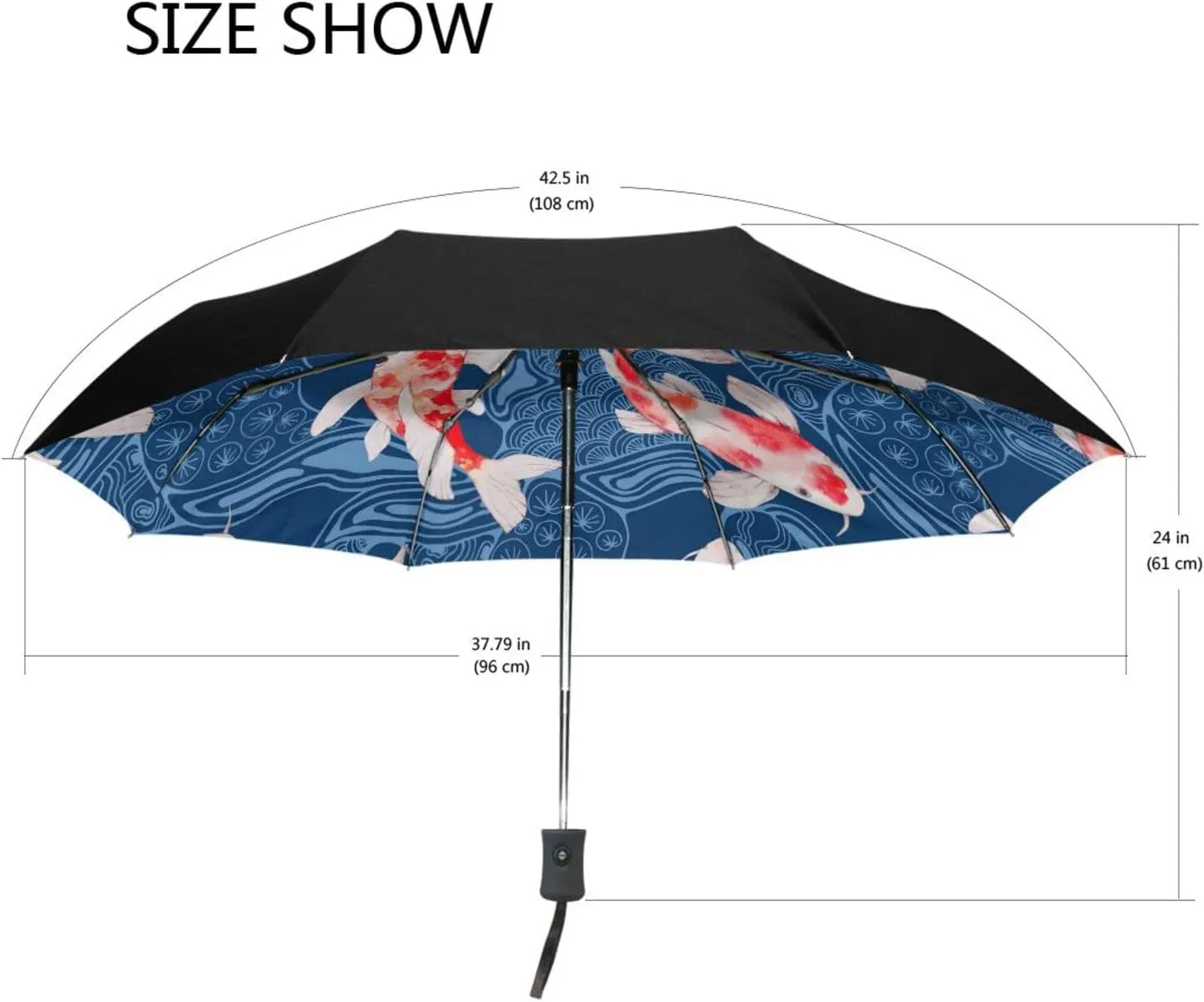 Poeticcity Automatic Folding UPF 50  Anti-UV Rain Umbrella, Auto Open/Close 3 Folds Sun Parasol Canopy Windproof Compact Travel Umbrella
