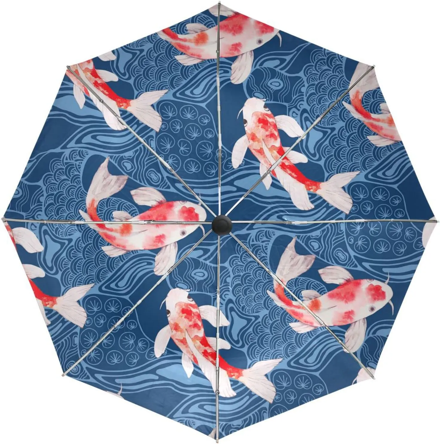 Poeticcity Automatic Folding UPF 50  Anti-UV Rain Umbrella, Auto Open/Close 3 Folds Sun Parasol Canopy Windproof Compact Travel Umbrella