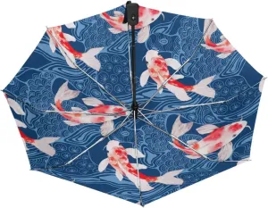 Poeticcity Automatic Folding UPF 50  Anti-UV Rain Umbrella, Auto Open/Close 3 Folds Sun Parasol Canopy Windproof Compact Travel Umbrella