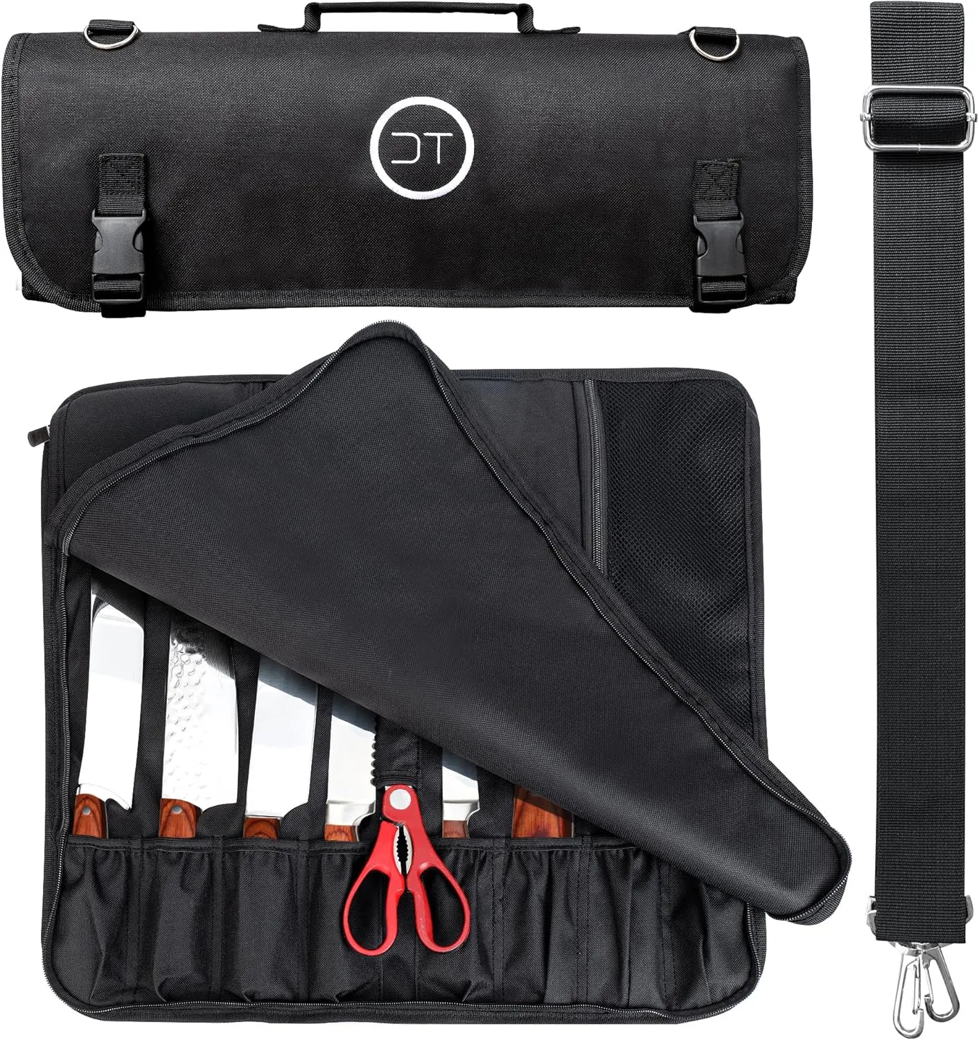 Professional Chef Knife Bag, 15 Total Pockets For Knives And Kitchen Utensils - Made With Waterproof Oxford - For Chefs, Cooking Enthusiasts And Culinary Students - Knives Not Included